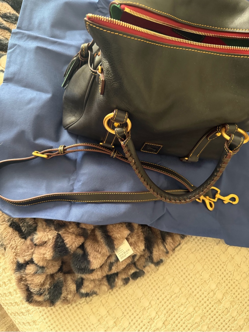 Dooney & Bourke Navy Large Florentine Satchel - Picture 8 of 11